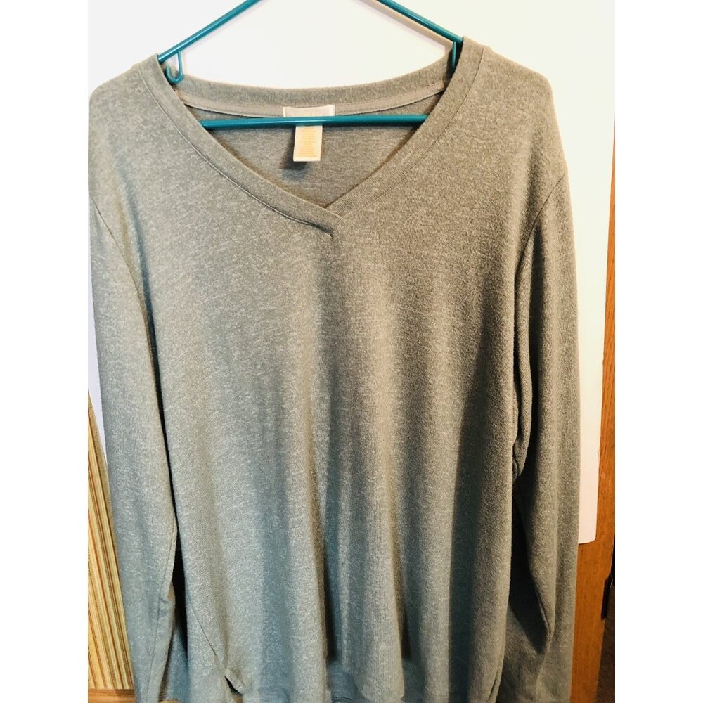 Matty M Ladies' Cozy V-Neck Top Super Soft Sweater Pullover (Heather Blush, XXL)